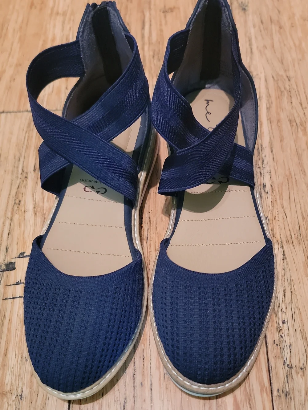 me too Navy Crisscross Espadrille Flats